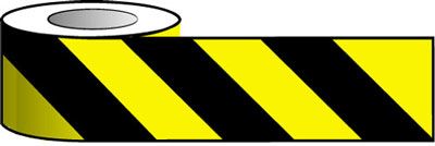 BW48B - Barrier Warning Tape - 75mm x 100m - Black & Yellow Chevron