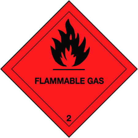 C02A/M - 100x100mm Flammable Gas Magnetic Hazard Warning Diamonds