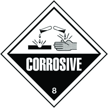 C19C/R - 100x100mm Corrosive Hazard Warning Diamond Roll of 310