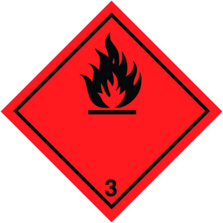 C202A/R - 100x100mm Flammable Symbol Hazard Warning Diamond Roll of 310