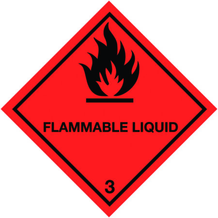 C35A/R - 100x100mm Flammable Liquid Hazard Warning Diamond Roll of 310