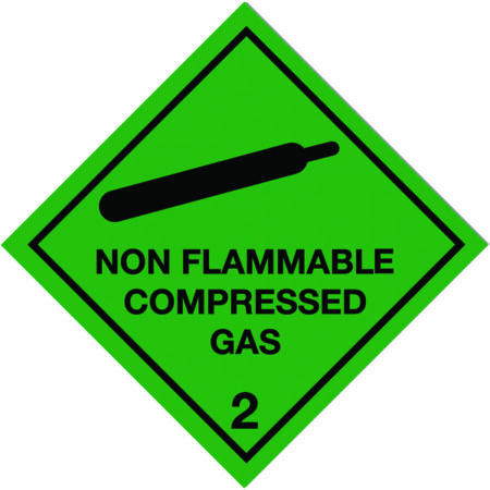 C45A/S - 100x100mm Non Flammable Compressed Gas Self Adhesive Hazard Warning Diamonds