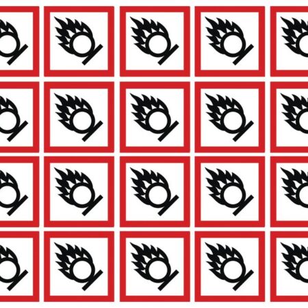 GHSC100CB - 100x100mm Oxidising GHS Symbols 6 labels on a sheet