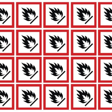 GHSC100IN - 100x100mm Flammable GHS Symbols 6 labels on a sheet