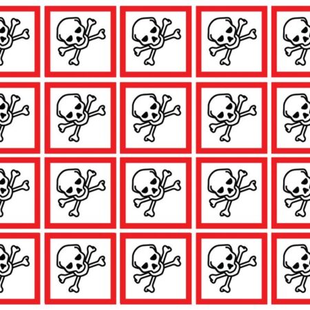 GHSC40TO - 40x40mm Toxic GHS Symbols 20 labels on a sheet